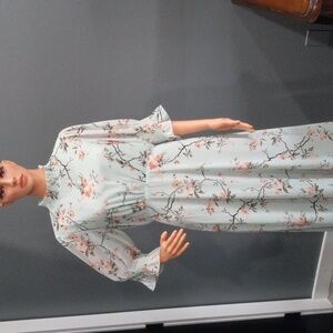 Baltic Born Pink Ruffled Tiered Sundress with Bishop Sleeves Size M